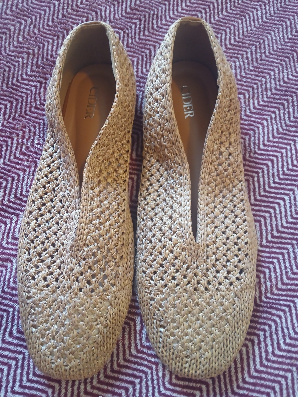 Cider Natural Light Brown Woven Slip-On Flats